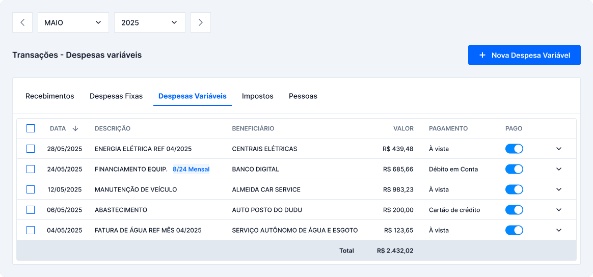 Sistema de Fluxo de Caixa Online - Sistema Olom para Pequenas Empresas